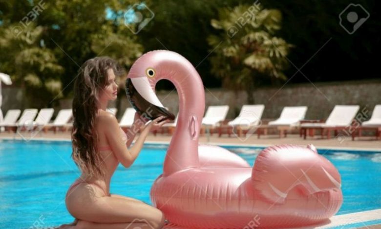 Bikini girl model luxury villa resort