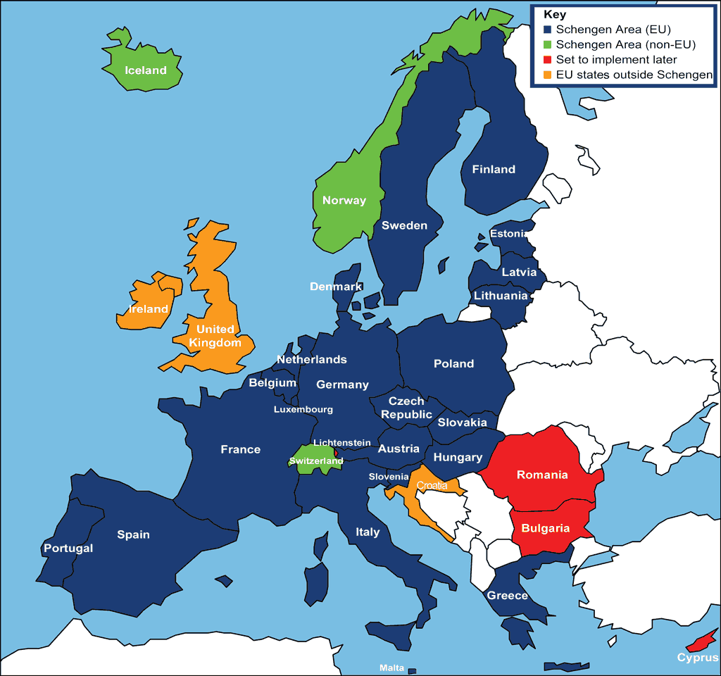 New borders of the Schengen area